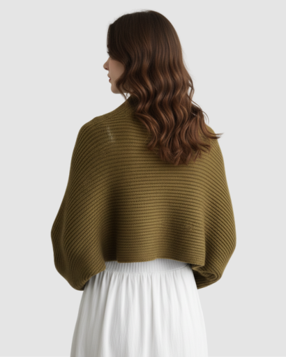 Gilet Boléro Femme en Maille Côtelée – Manches Amples & Style Élégant