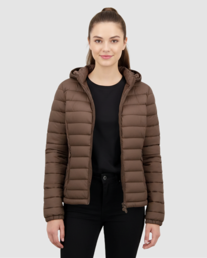 Veste Doudoune Femme Ultra-Légère avec Capuche – Coupe Ajustée & Isolation Chaude