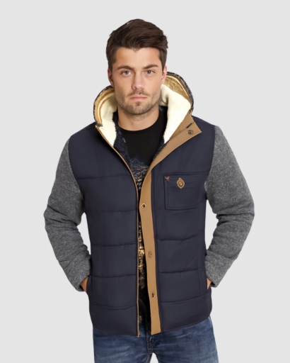 Veste d’Hiver Homme Matelassée avec Capuche Doublée – Chaude & Confortable