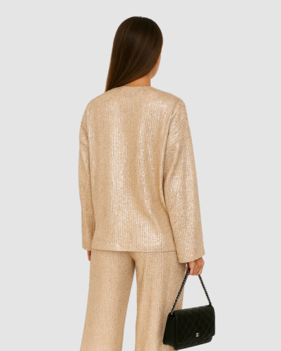 Ensemble Femme Pailleté Blazer Long & Pantalon – Élégance Soirée & Invitée de Mariage | Glamour