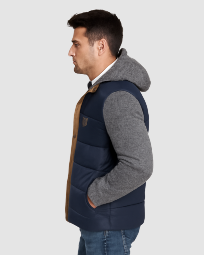 Veste d’Hiver Homme Matelassée avec Capuche Doublée – Chaude & Confortable