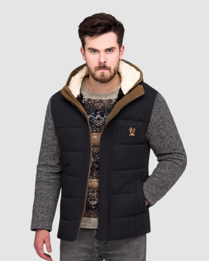 Veste d’Hiver Homme Matelassée avec Capuche Doublée – Chaude & Confortable