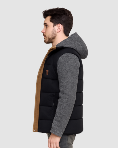 Veste d’Hiver Homme Matelassée avec Capuche Doublée – Chaude & Confortable