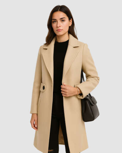 Manteau Élégant Femme à Double Boutonnage – Coupe Longue