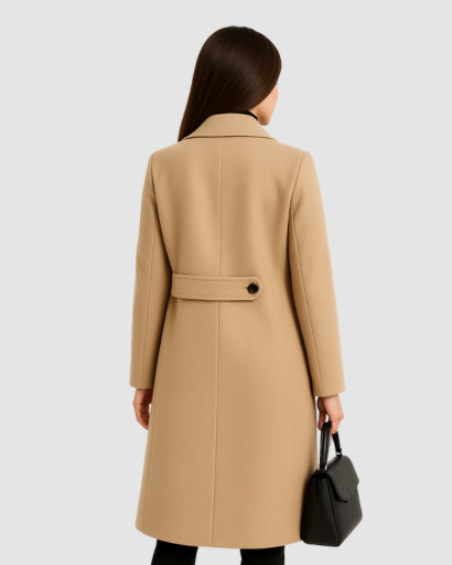 Manteau Élégant Femme à Double Boutonnage – Coupe Longue