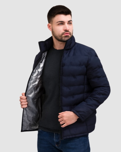 Doudoune Matelassée Homme avec Intérieur Thermique Argenté