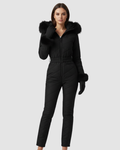 Combinaison de Ski Femme avec Ceinture – Finitions Douillettes et Élégantes