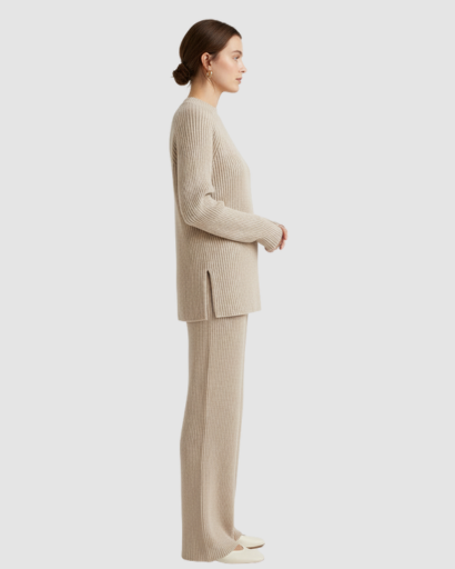 Ensemble Tricot Femme 2 Pièces – Pull Oversize & Pantalon Large Ultra Douillet