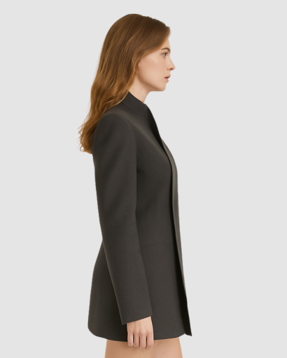 Manteau Femme Élégant – Coupe Longue & Col Structuré