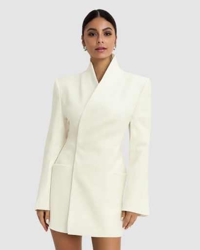 Manteau Femme Élégant – Coupe Longue & Col Structuré