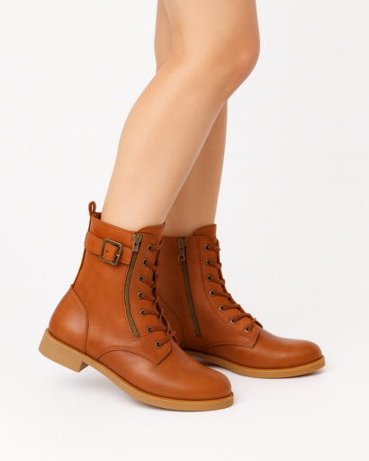 Bottes Montantes à Lacets Style Militaire – Look Urbain et Confort Quotidien