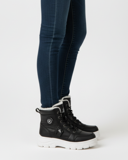 Baskets Montantes Femme à Plateforme – Lacets & Zip Latéral