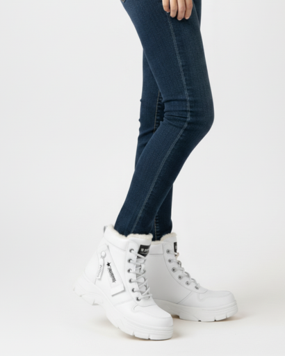 Baskets Montantes Femme à Plateforme – Lacets & Zip Latéral