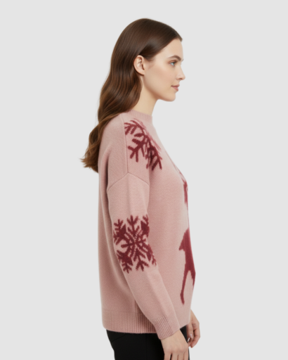 Pull d’Hiver Motif Renne & Flocons – Esprit Douillet et Festif