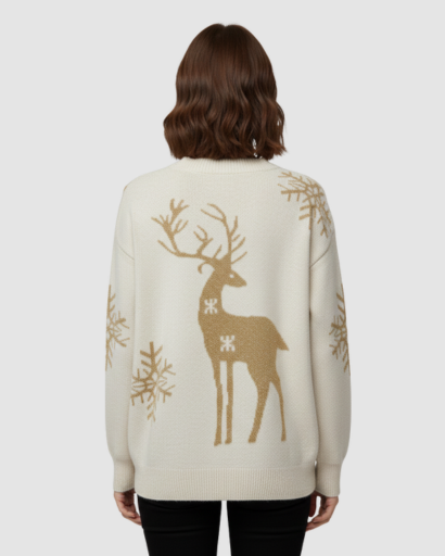 Pull d’Hiver Motif Renne & Flocons – Esprit Douillet et Festif