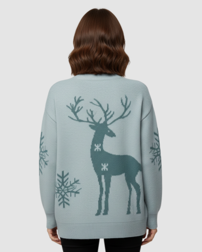 Pull d’Hiver Motif Renne & Flocons – Esprit Douillet et Festif