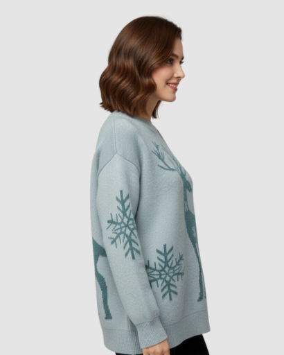 Pull d’Hiver Motif Renne & Flocons – Esprit Douillet et Festif