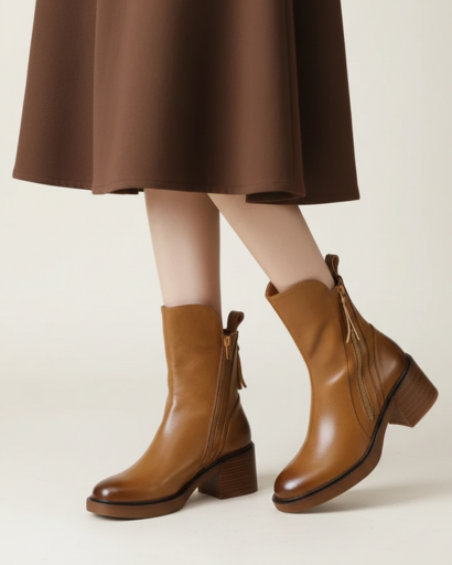 Bottines à Talon Bloc avec Fermeture Latérale – Confort Chic au Quotidien