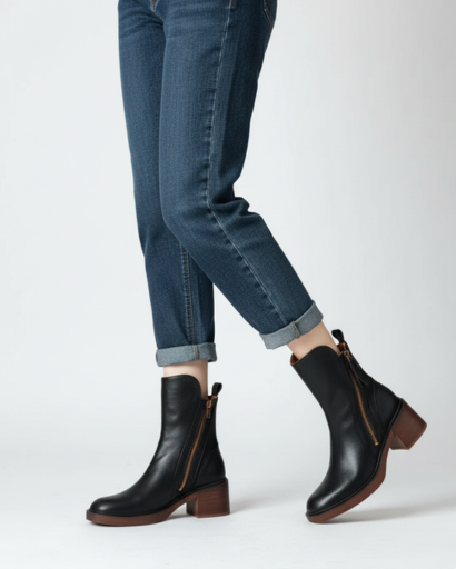 Bottines à Talon Bloc avec Fermeture Latérale – Confort Chic au Quotidien
