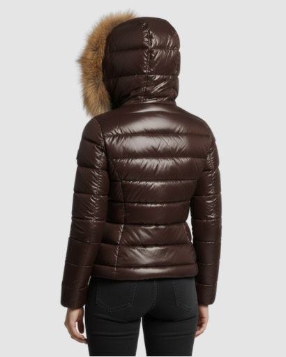 Doudoune Femme Brillante avec Capuche & Fausse Fourrure – Ultra Chaude