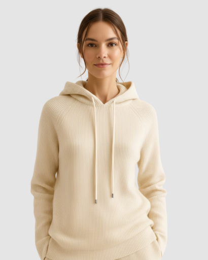 Hoodie en Maille Mélange Cachemire – Confort Doux & Luxe Décontracté