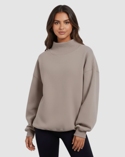 Sweat Oversize Col Montant Femme – Confort Minimaliste & Look Moderne