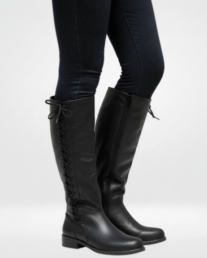 Bottes Hautes Femme à Lacets Latéraux – Style Cavalier & Confort Moderne