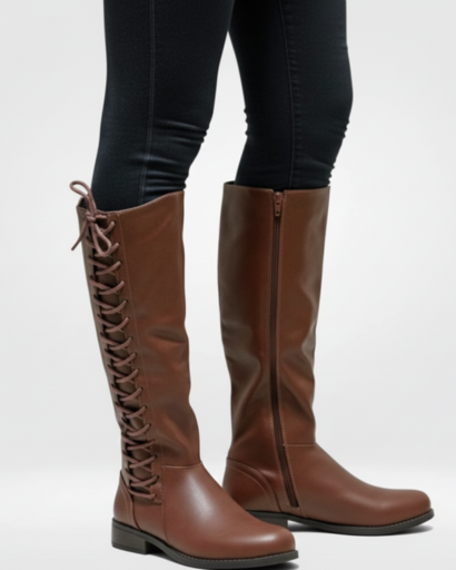 Bottes Hautes Femme à Lacets Latéraux – Style Cavalier & Confort Moderne