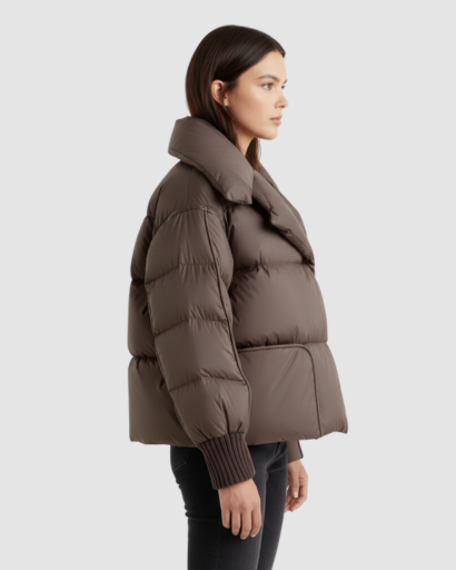 Doudoune Courte Femme – Col Oversize & Look Ultra-Tendance