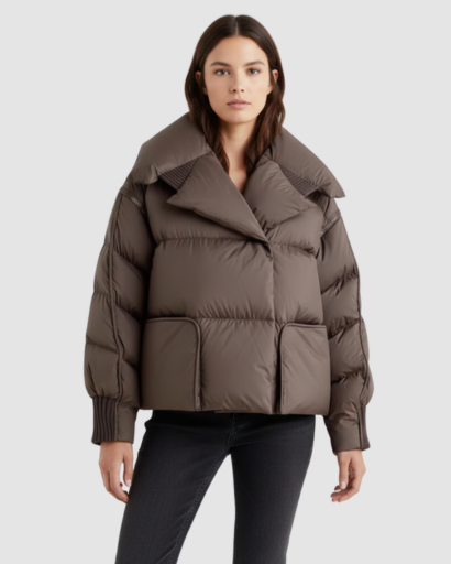 Doudoune Courte Femme – Col Oversize & Look Ultra-Tendance