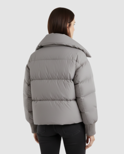 Doudoune Courte Femme – Col Oversize & Look Ultra-Tendance