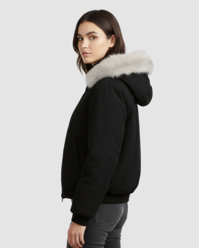 Veste Bomber Doublée en Fausse Fourrure – Confort d’Hiver & Style Moderne