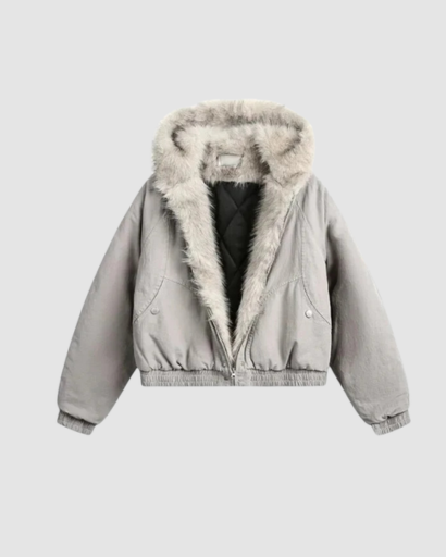 Veste Bomber Doublée en Fausse Fourrure – Confort d’Hiver & Style Moderne