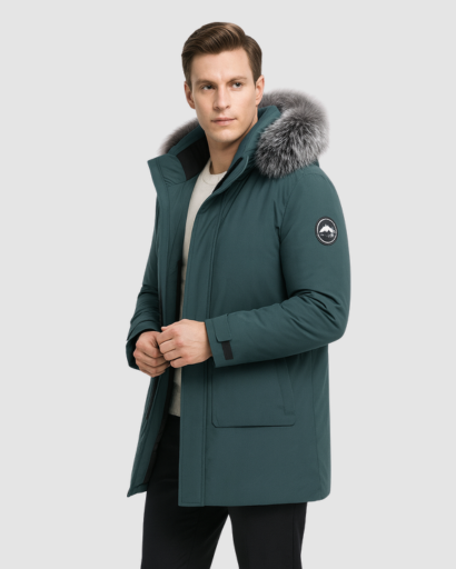 Parka Homme Hiver Luxe à Capuche – Fourrure Synthétique Premium
