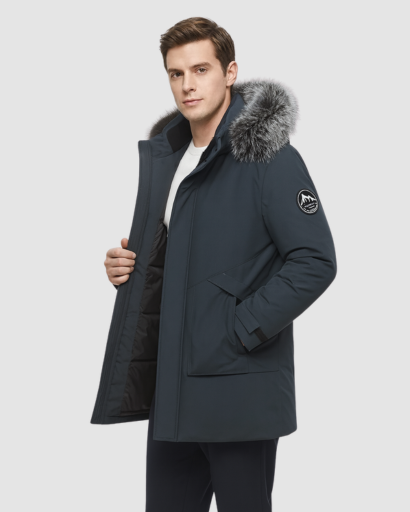 Parka Homme Hiver Luxe à Capuche – Fourrure Synthétique Premium