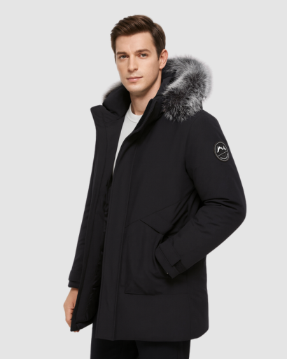 Parka Homme Hiver Luxe à Capuche – Fourrure Synthétique Premium