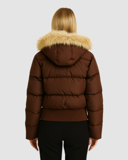 Veste d’Hiver Matelassée Femme – Capuche Amovible Bordée de Fourrure Synthétique