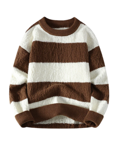Pull Homme à Rayures Larges – Style Décontracté et Confort Douillet