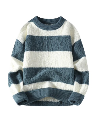 Pull Homme à Rayures Larges – Style Décontracté et Confort Douillet