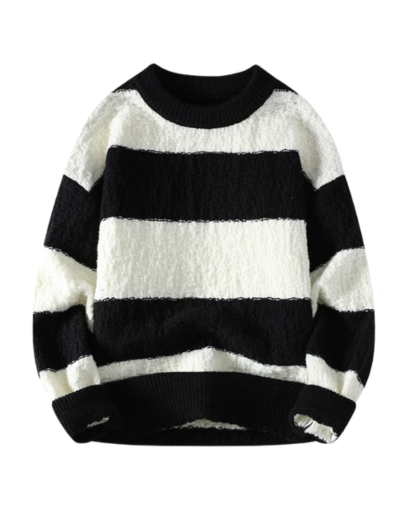 Pull Homme à Rayures Larges – Style Décontracté et Confort Douillet