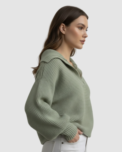 Pull Femme à Col Large – Maille Douce & Coupe Moderne