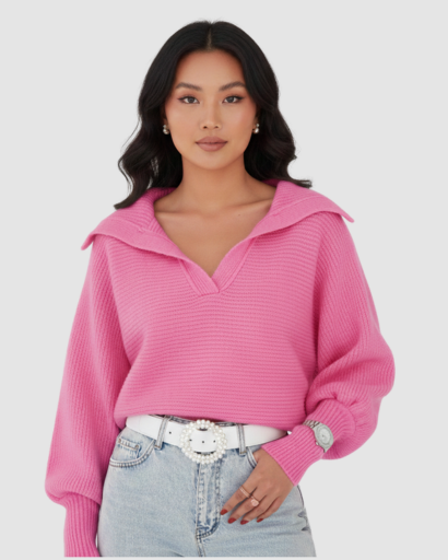 Pull Femme à Col Large – Maille Douce & Coupe Moderne