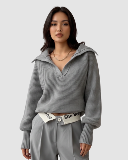 Pull Femme à Col Large – Maille Douce & Coupe Moderne