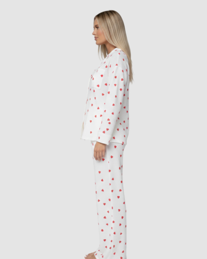 Pyjama Femme Douillet à Motifs Cœurs