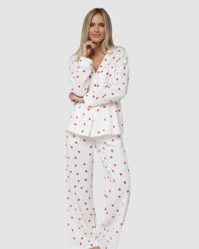 Pyjama Femme Douillet à Motifs Cœurs