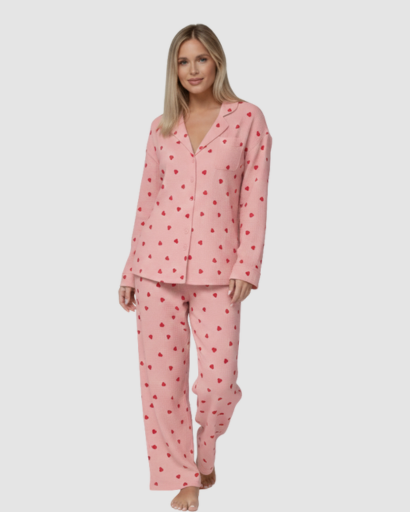Pyjama Femme Douillet à Motifs Cœurs