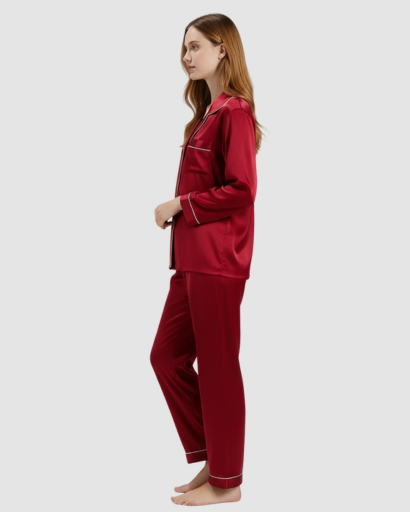 Pyjama Femme Satin Luxe – Ensemble 2 Pièces Manche Longue