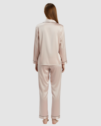 Pyjama Femme Satin Luxe – Ensemble 2 Pièces Manche Longue