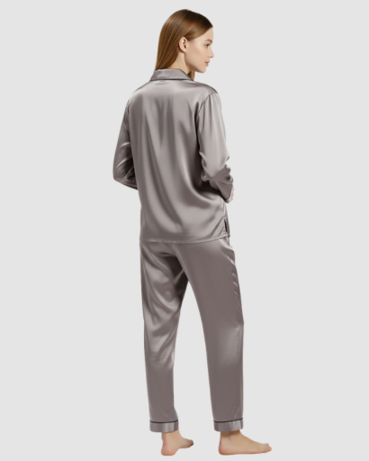 Pyjama Femme Satin Luxe – Ensemble 2 Pièces Manche Longue