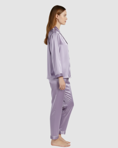 Pyjama Femme Satin Luxe – Ensemble 2 Pièces Manche Longue